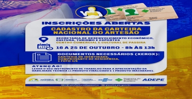 Inscrições abertas - Cadastro da Carteira Nacional do Artesão