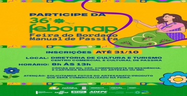 Inscrições abertas para a 36ª FEBOMAP – Feira do Bordado Manual de Passira!