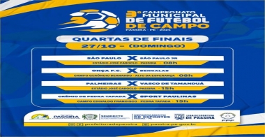 Quartas de finais do 3º Campeonato Municipal de Futebol de Campo - 2024